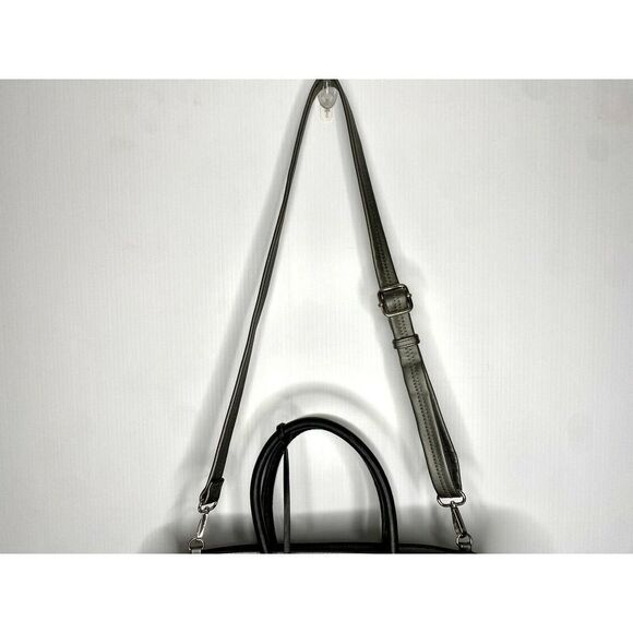 Catherine Malandrino Leather Purse Handbag Satchel Tote Hand Shoulder Bag Silver - Picture 5 of 10